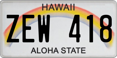 HI license plate ZEW418