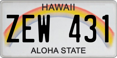 HI license plate ZEW431