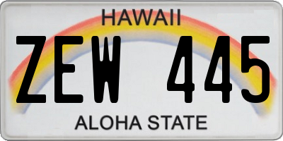 HI license plate ZEW445