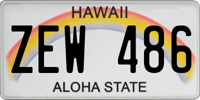 HI license plate ZEW486