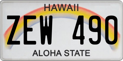 HI license plate ZEW490