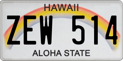 HI license plate ZEW514