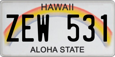 HI license plate ZEW531