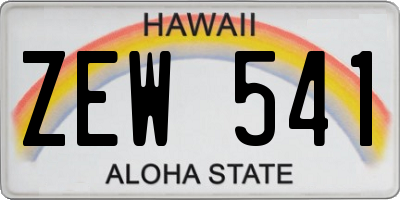 HI license plate ZEW541