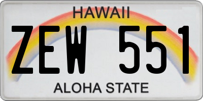 HI license plate ZEW551