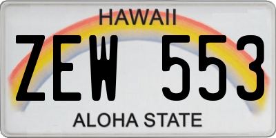 HI license plate ZEW553
