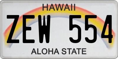 HI license plate ZEW554