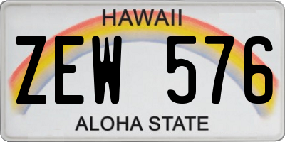 HI license plate ZEW576