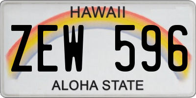 HI license plate ZEW596