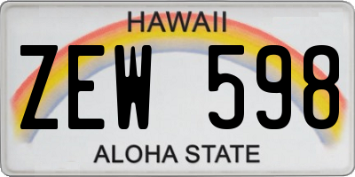 HI license plate ZEW598