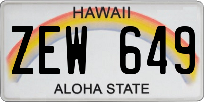 HI license plate ZEW649