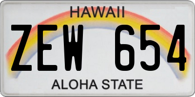 HI license plate ZEW654