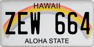 HI license plate ZEW664