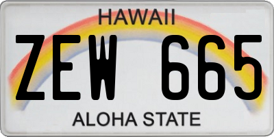 HI license plate ZEW665
