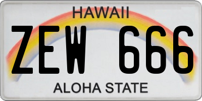 HI license plate ZEW666