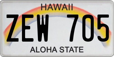 HI license plate ZEW705