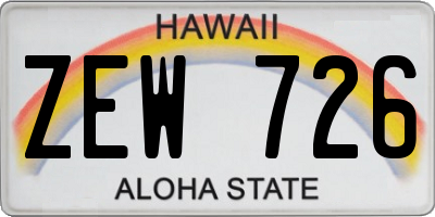 HI license plate ZEW726