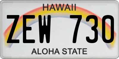 HI license plate ZEW730