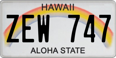 HI license plate ZEW747