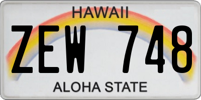 HI license plate ZEW748