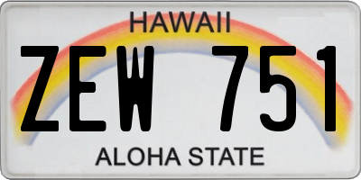 HI license plate ZEW751