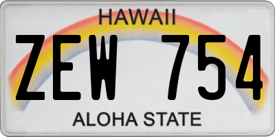 HI license plate ZEW754