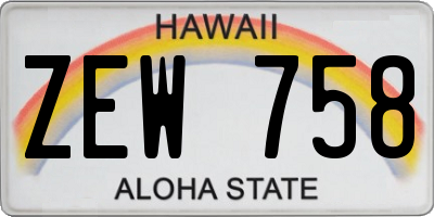 HI license plate ZEW758
