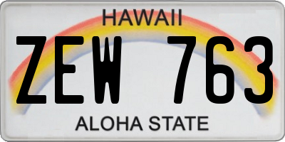 HI license plate ZEW763