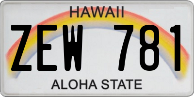 HI license plate ZEW781