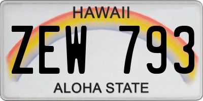 HI license plate ZEW793