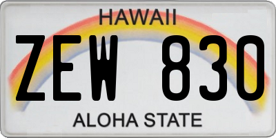 HI license plate ZEW830