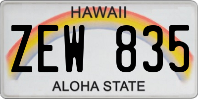 HI license plate ZEW835