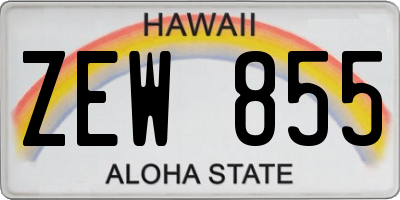 HI license plate ZEW855