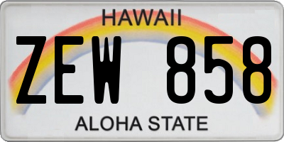 HI license plate ZEW858