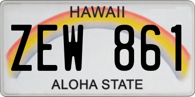 HI license plate ZEW861