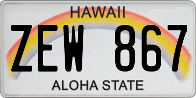HI license plate ZEW867