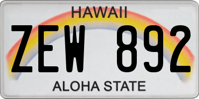 HI license plate ZEW892