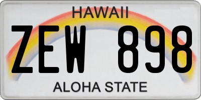 HI license plate ZEW898