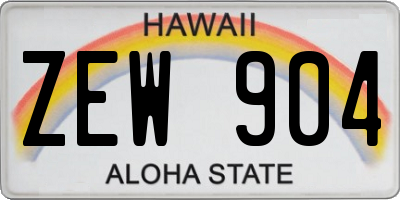 HI license plate ZEW904
