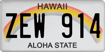 HI license plate ZEW914