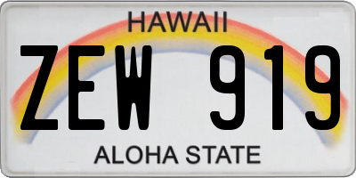 HI license plate ZEW919