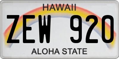 HI license plate ZEW920