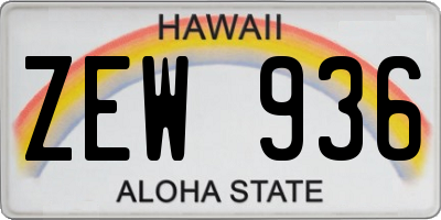 HI license plate ZEW936