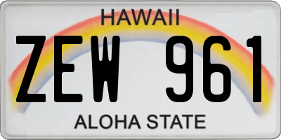 HI license plate ZEW961