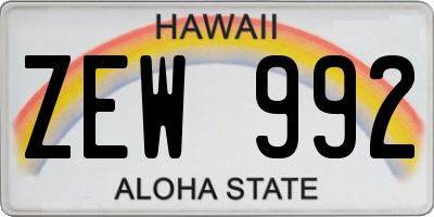 HI license plate ZEW992