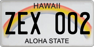 HI license plate ZEX002