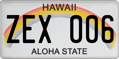 HI license plate ZEX006