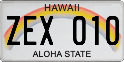HI license plate ZEX010