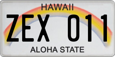 HI license plate ZEX011