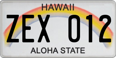 HI license plate ZEX012